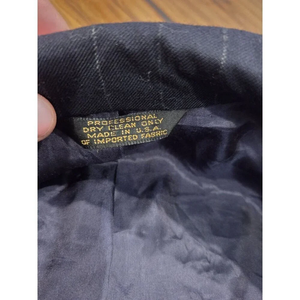 Vtg Corbin Ltd Pinstripe Sport Coat Blazer Blue Sz 43